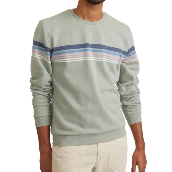 Marine Layer Chest Stripe Crewneck Men's Size Large in Silt Green